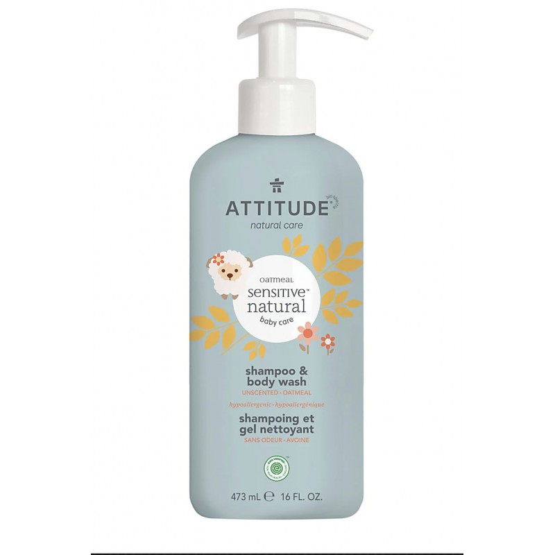 ATTITUDE/ატიტუდ-ის Sensitive Skin Baby შამპუნი თავისა და ტანის ორი ერთში 473მლ